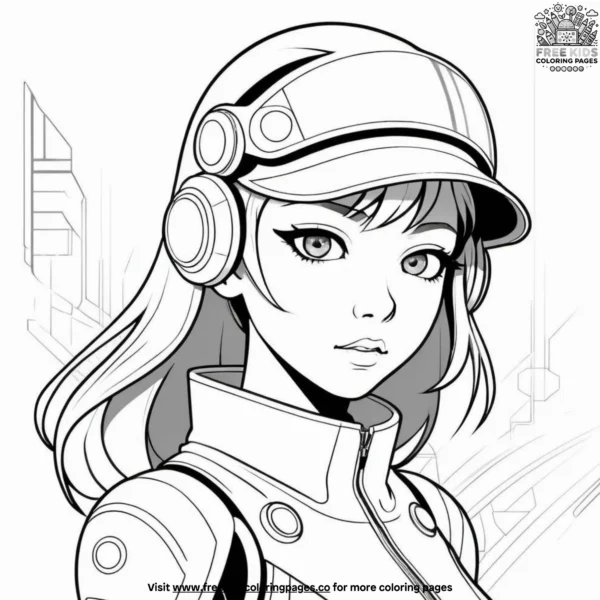 Anime girl in a cyber world coloring pages