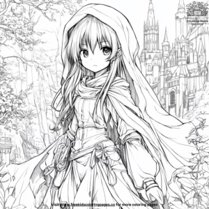 Anime Girl in a Fantasy World Coloring Pages