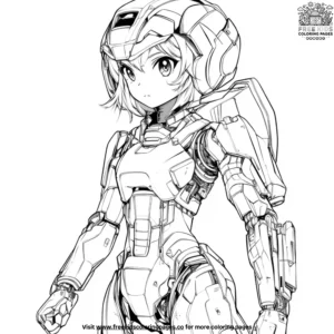 Anime Girl in a Mech Suit Coloring Pages