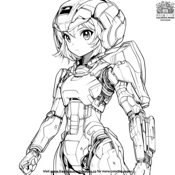 Anime girl in a mech suit coloring pages