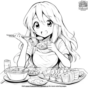 Anime girl with food coloring pages