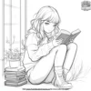 Anime Girl with a Book Coloring Pages