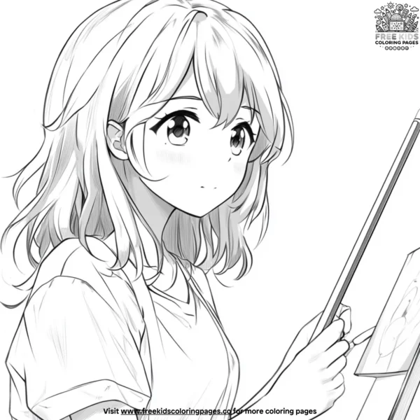 Anime girl with a dream coloring pages