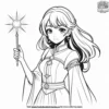 Anime Girl with a Magical Wand Coloring Pages