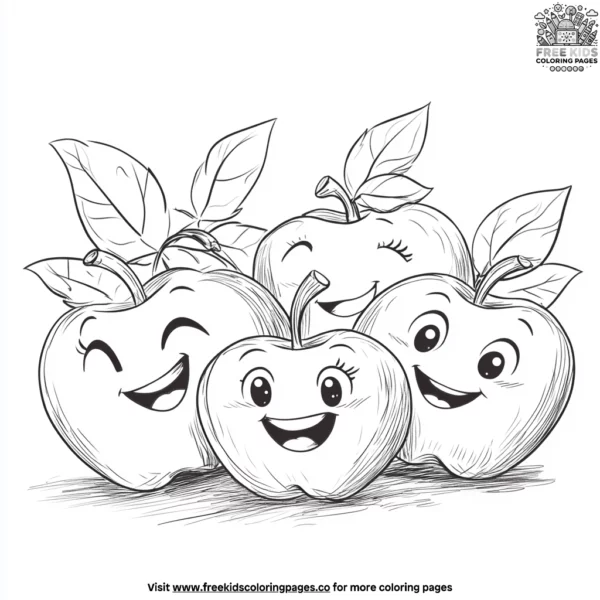 Apple and friends adventure coloring pages