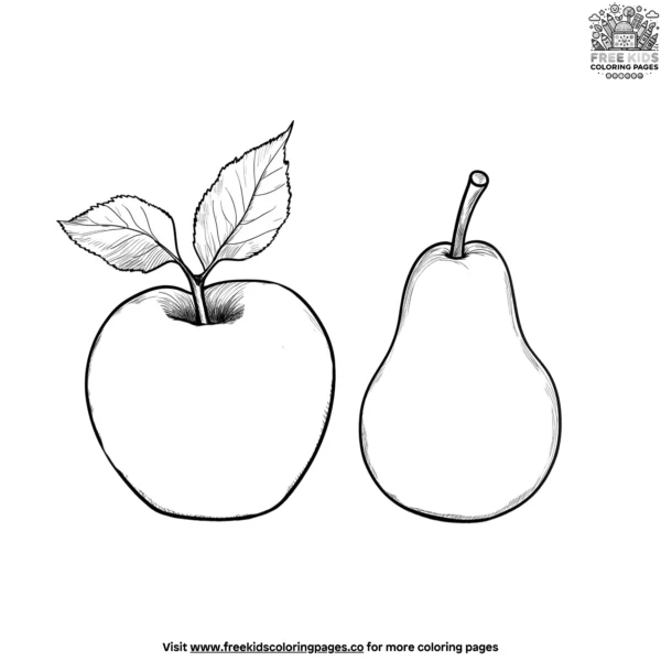 Apple and pear coloring pages