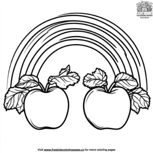 Apple and Rainbow coloring pages