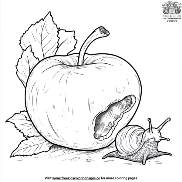 Apple and snail coloring pages