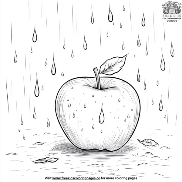 Apple in the rain coloring pages