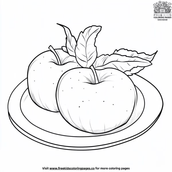 Apple on a plate coloring pages