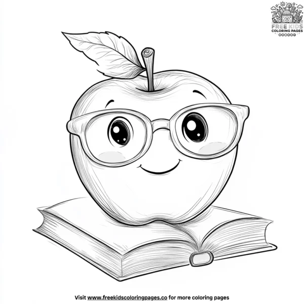 Apple with glasses coloring pages