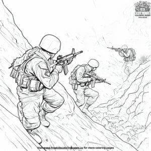 Army in the battlefield coloring pages