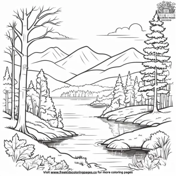 Autumn landscape coloring pages