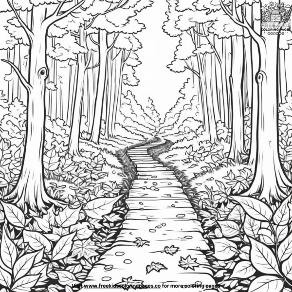 Autumn leaf trail coloring pages