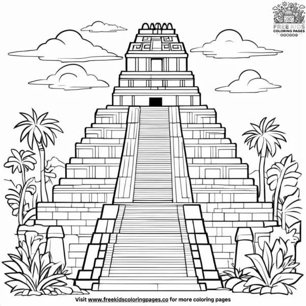 Aztec temple coloring pages