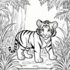 Baby Tiger in the Jungle Coloring Pages