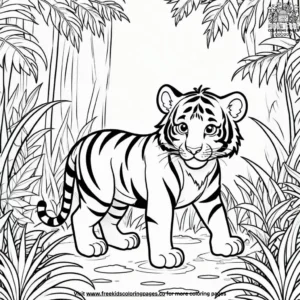 Baby Tiger in the Jungle Coloring Pages