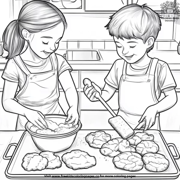 Baking fun cookie coloring pages