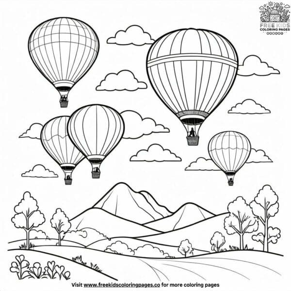 Ballooning adventures in the air coloring pages