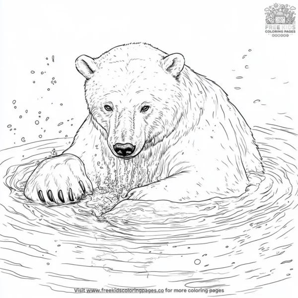 Bathing polar bear coloring pages