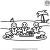 Beach Picnic Gingerbread Family Coloring Pages