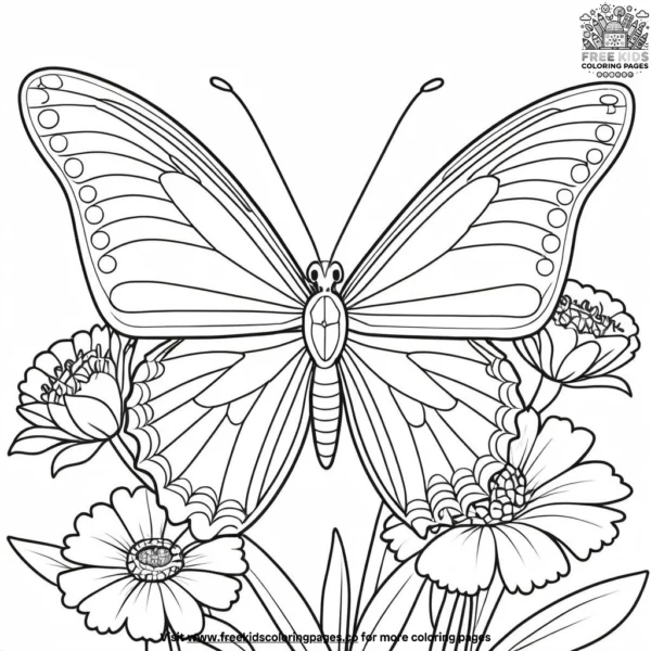 Beautiful butterfly on a flower coloring pages