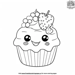 Berry Happy Cupcake Emoji Coloring Pages