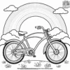 Bicycle Under a Rainbow Coloring Pages