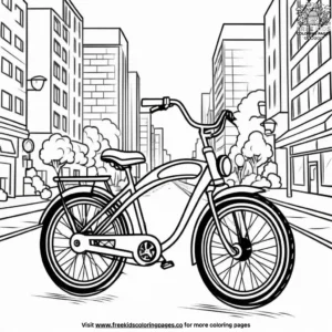 Bicycle on an Urban Street Coloring Pages