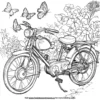 Bicycle with Butterflies in a Garden Coloring Pages