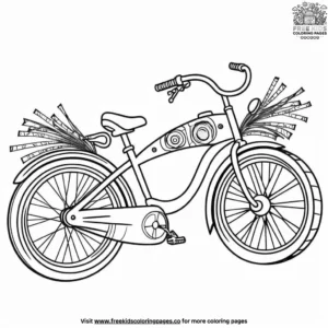 Bicycle with Colorful Streamers Coloring Pages