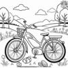 Bicycle with Picnic in a Meadow Coloring Pages