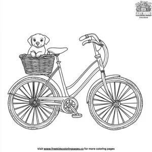 Bicycle with Puppy in Basket Coloring Pages