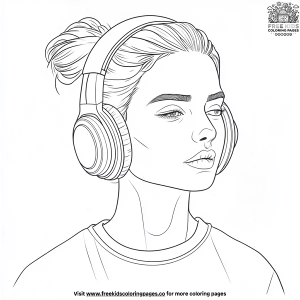 Big headphones coloring pages