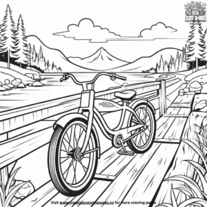 Bike on a Wooden Bridge Coloring Pages