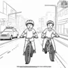 Biking in Traffic Coloring Pages