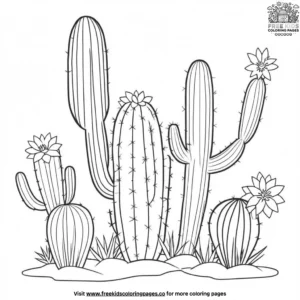 Blooming Desert Cactus Coloring Pages