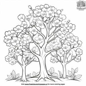 Blossoming Trees in Spring Coloring Pages