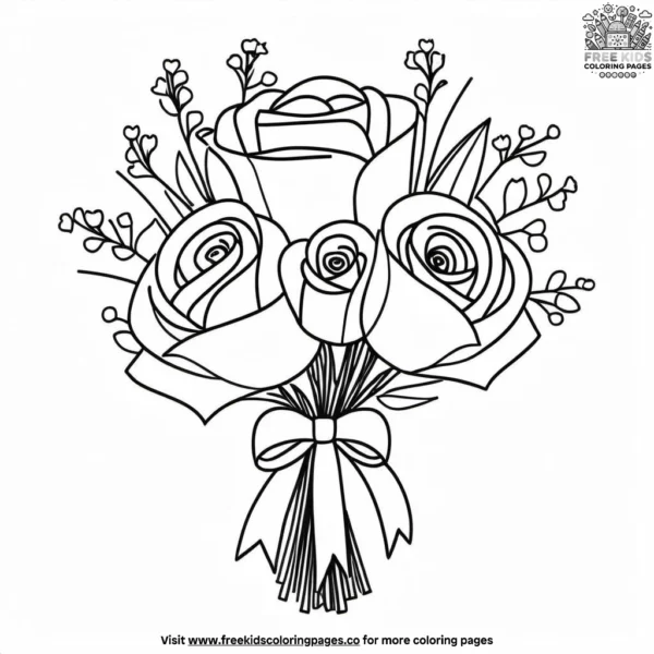 Bride's bouquet coloring pages