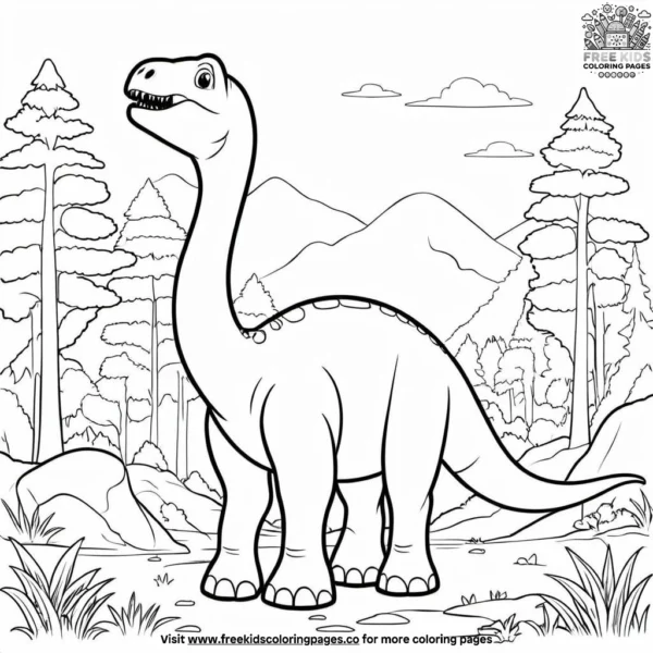 Brontosaurus adventure fun coloring pages