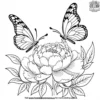 Butterflies and Peonies Coloring Pages