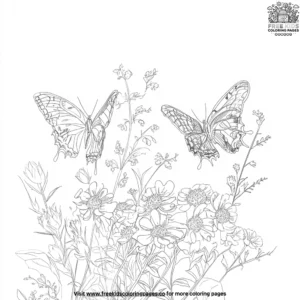 Butterflies and wildflowers coloring pages