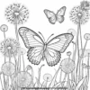 Butterfly Among Dandelions Coloring Pages