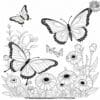 Butterfly Dance Among Flowers Coloring Pages