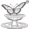 Butterfly Near A Birdbath Coloring Pages