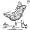 Butterfly Near A Lighthouse Coloring Pages