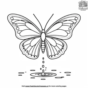 Butterfly near a puddle coloring pages