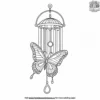 Butterfly Near A Windchime Coloring Pages