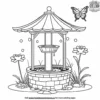 Butterfly Near A Wishing Well Coloring Pages