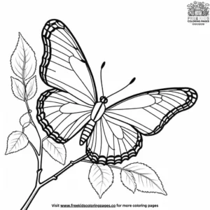 Butterfly On A Branch Coloring Pages